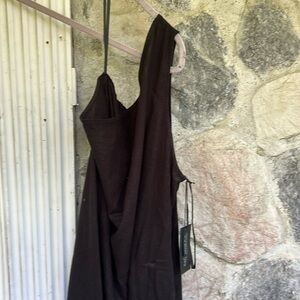 Rachel Zoe linen blend black gown